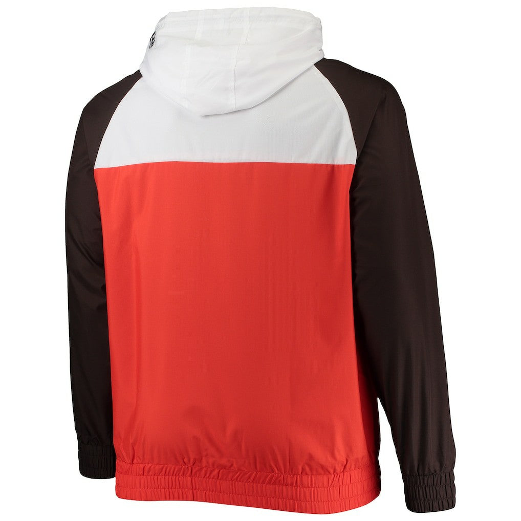 Cleveland Browns New Era Big & Tall League Raglan Quarter-Zip Hoodie - Orange/Brown Hoodies