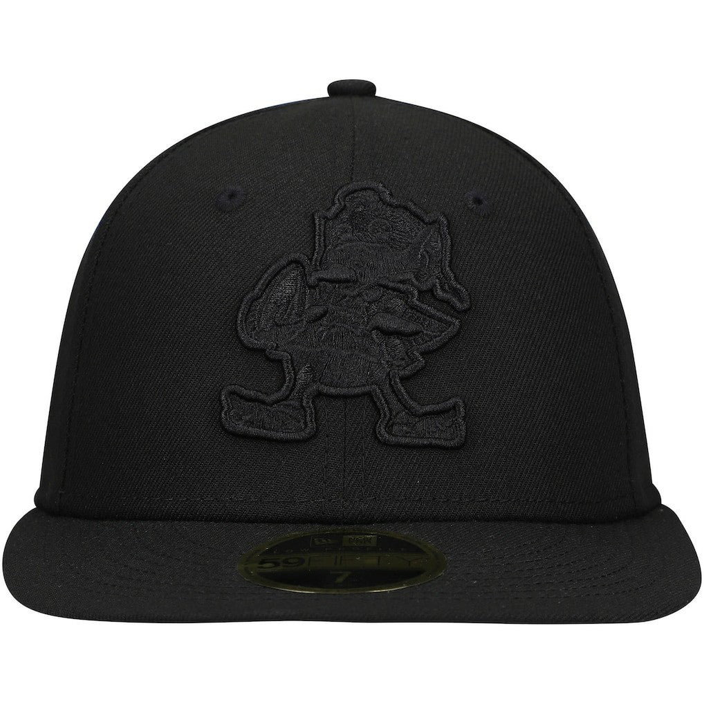 Cleveland Browns New Era Historic Logo Black on Black Low Profile 59FIFTY II Fitted Hat - Black Hats