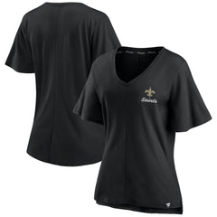 New Orleans Saints Women's Southpaw Flutter V-Neck T-Shirt - Black T-shirts