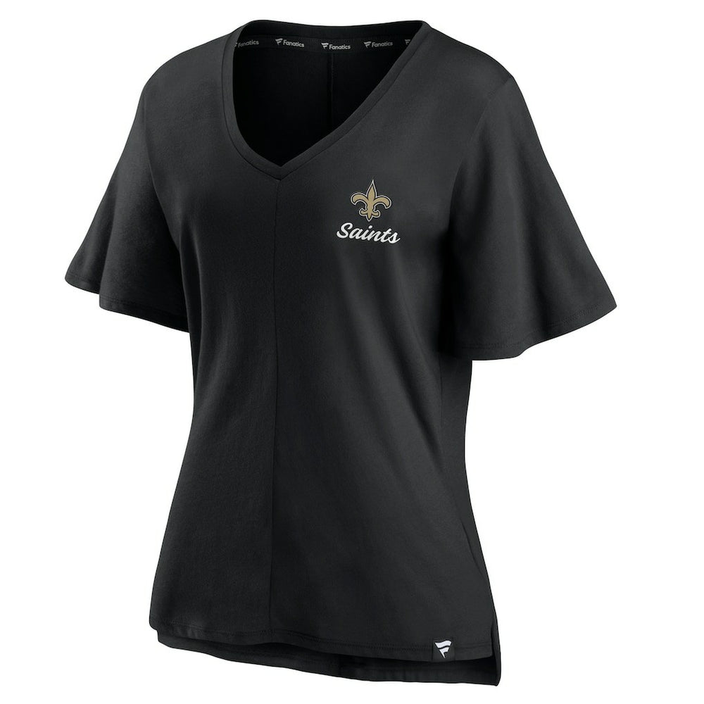 New Orleans Saints Women's Southpaw Flutter V-Neck T-Shirt - Black T-shirts