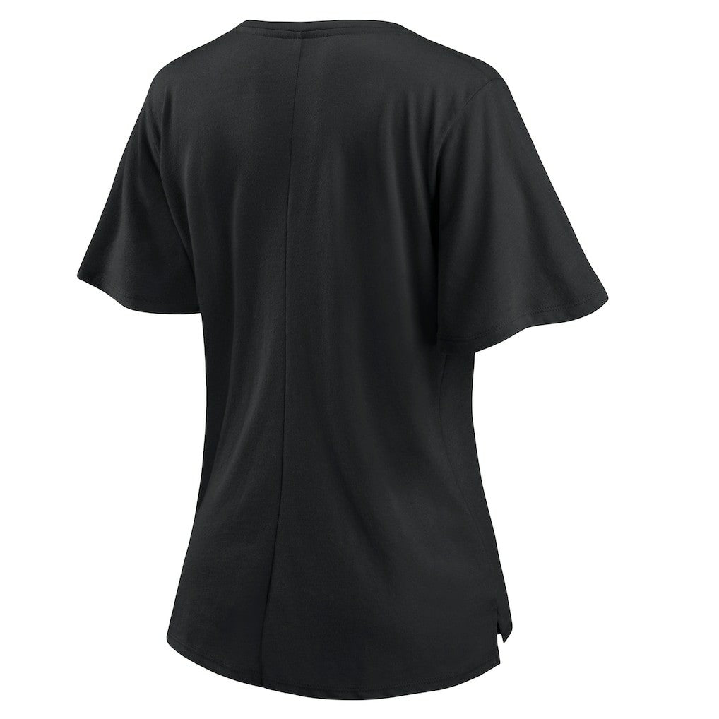 New Orleans Saints Women's Southpaw Flutter V-Neck T-Shirt - Black T-shirts