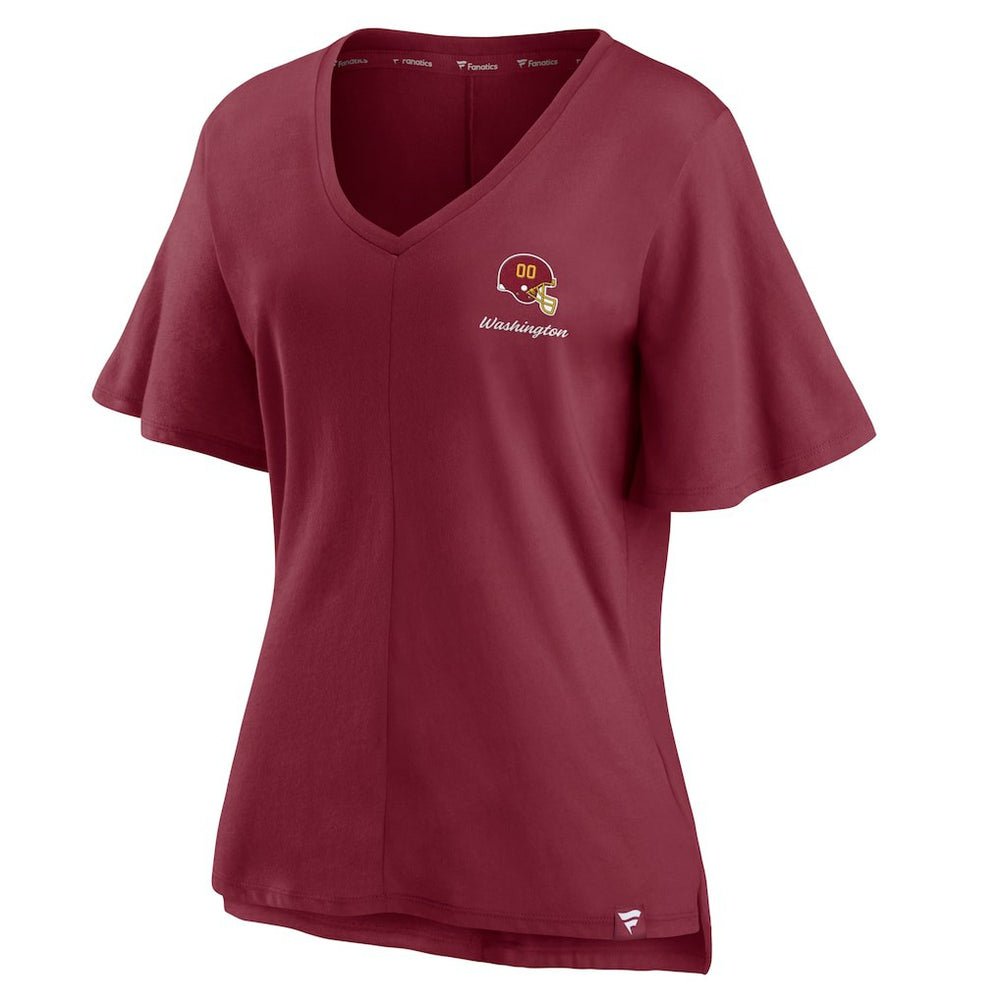 Washington Football Team Women's Southpaw Flutter V-Neck T-Shirt - Burgundy T-shirts