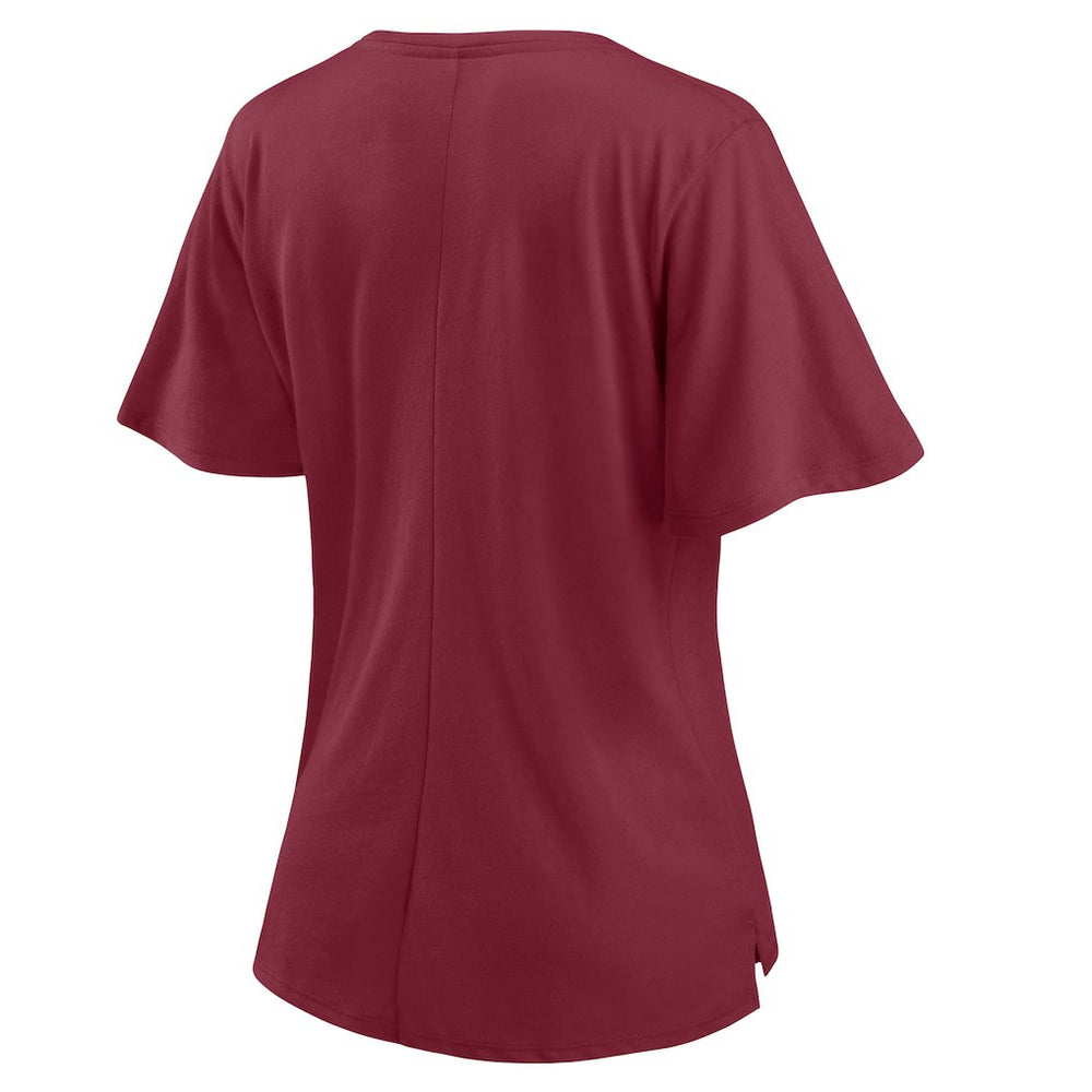 Washington Football Team Women's Southpaw Flutter V-Neck T-Shirt - Burgundy T-shirts