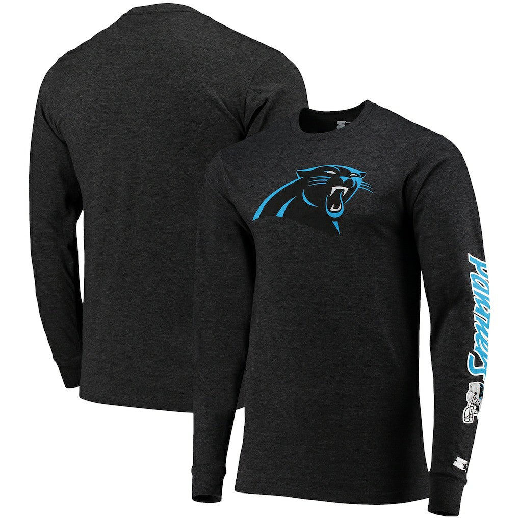 Carolina Panthers Starter Halftime Long Sleeve T-Shirt - Heathered Black T-shirts