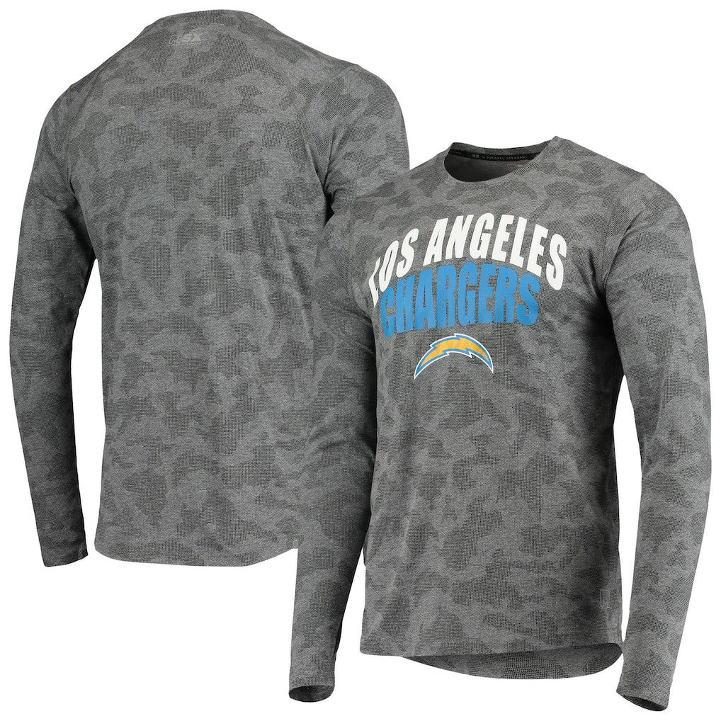 Los Angeles Chargers MSX by Michael Strahan Camo Performance Long Sleeve T-Shirt - Black T-shirts