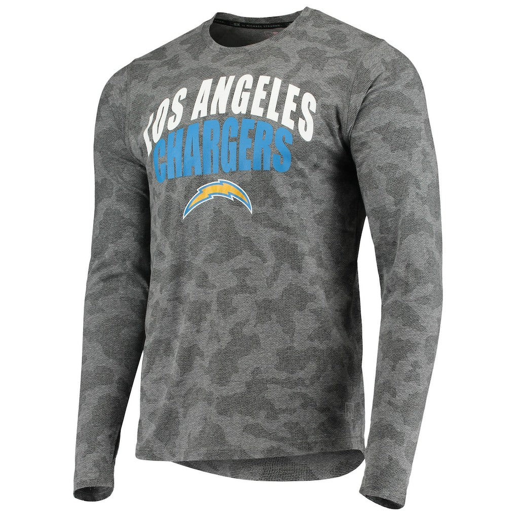 Los Angeles Chargers MSX by Michael Strahan Camo Performance Long Sleeve T-Shirt - Black T-shirts