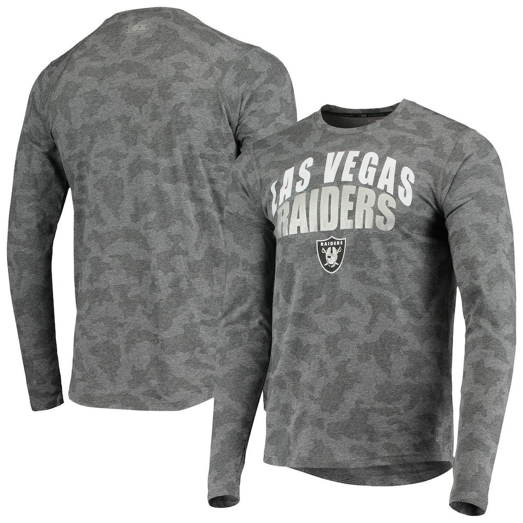 Las Vegas Raiders MSX by Michael Strahan Camo Performance Long Sleeve T-Shirt - Black T-shirts