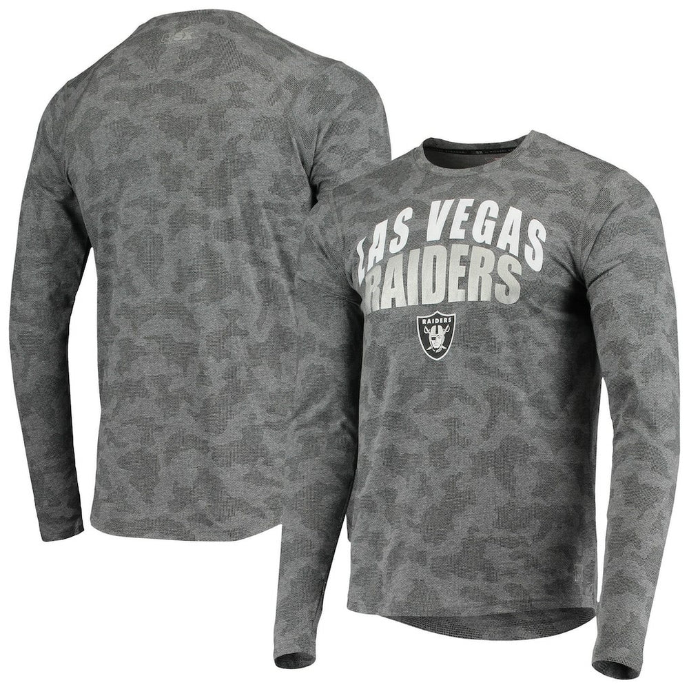Las Vegas Raiders MSX by Michael Strahan Camo Performance Long Sleeve T-Shirt - Black T-shirts