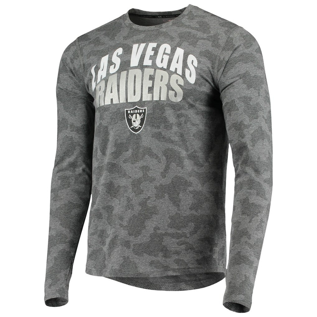 Las Vegas Raiders MSX by Michael Strahan Camo Performance Long Sleeve T-Shirt - Black T-shirts