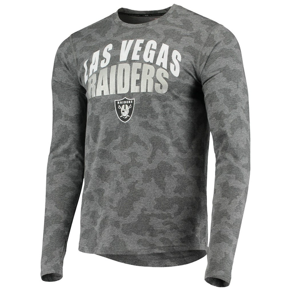 Las Vegas Raiders MSX by Michael Strahan Camo Performance Long Sleeve T-Shirt - Black T-shirts