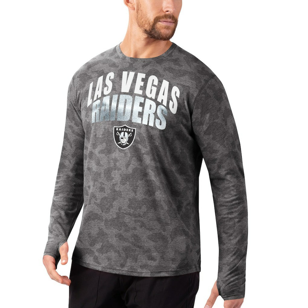 Las Vegas Raiders MSX by Michael Strahan Camo Performance Long Sleeve T-Shirt - Black T-shirts