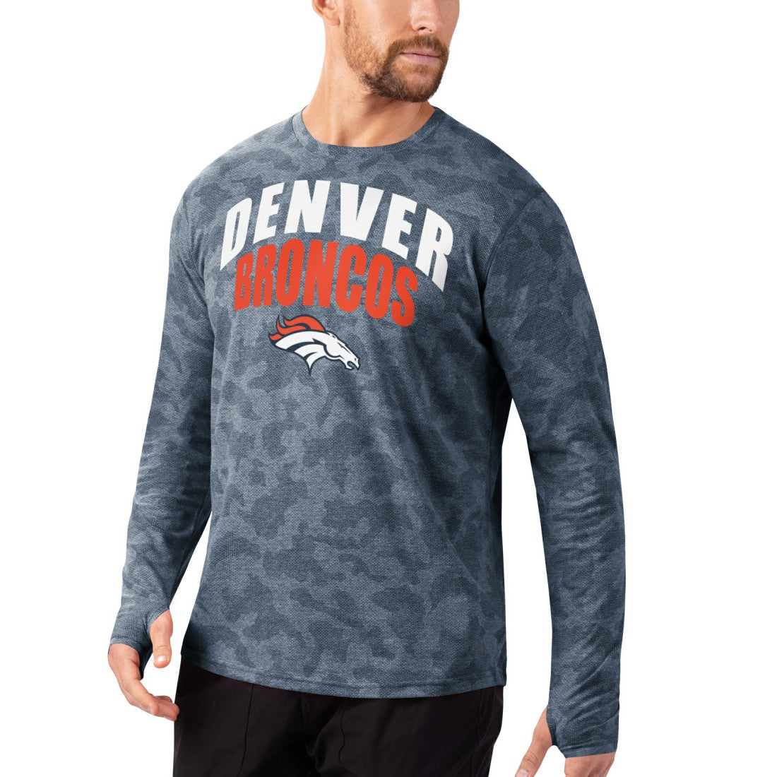 Denver Broncos MSX by Michael Strahan Camo Performance Long Sleeve T-Shirt - Navy T-shirts