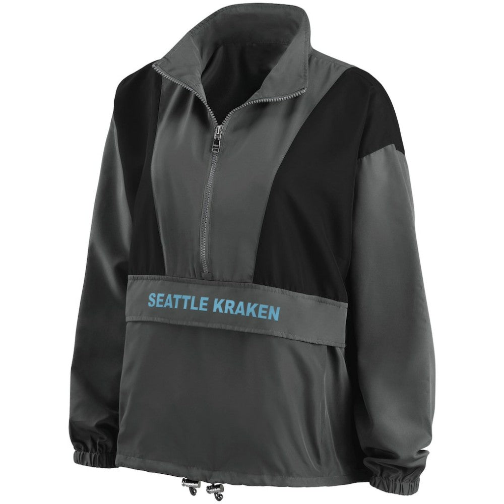 Seattle Kraken WEAR by Erin Andrews Women's Popover Packable Half-Zip Jacket - Charcoal | US 4360066
