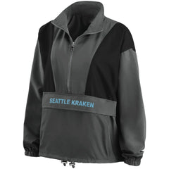 Seattle Kraken WEAR by Erin Andrews Women's Popover Packable Half-Zip Jacket - Charcoal | US 4360066