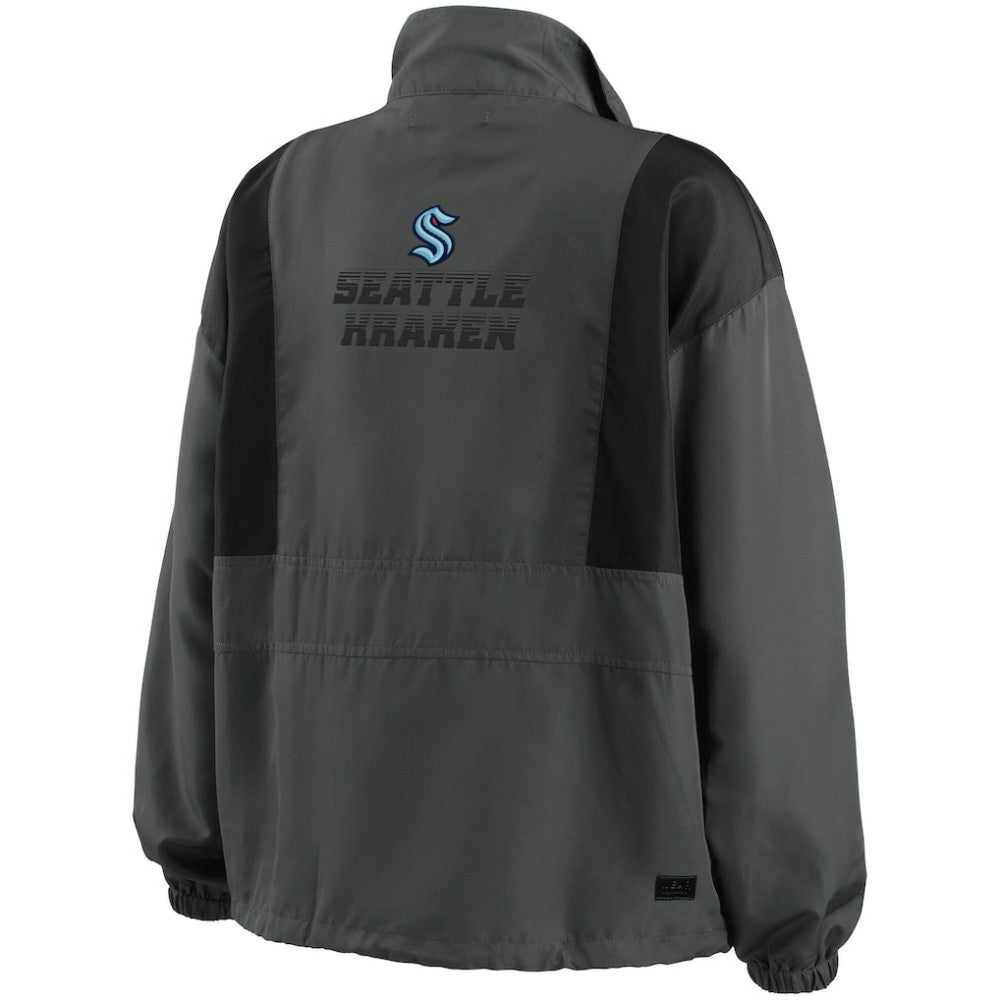 Seattle Kraken WEAR by Erin Andrews Women's Popover Packable Half-Zip Jacket - Charcoal | US 4360066