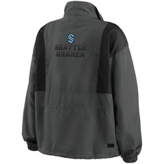 Seattle Kraken WEAR by Erin Andrews Women's Popover Packable Half-Zip Jacket - Charcoal | US 4360066