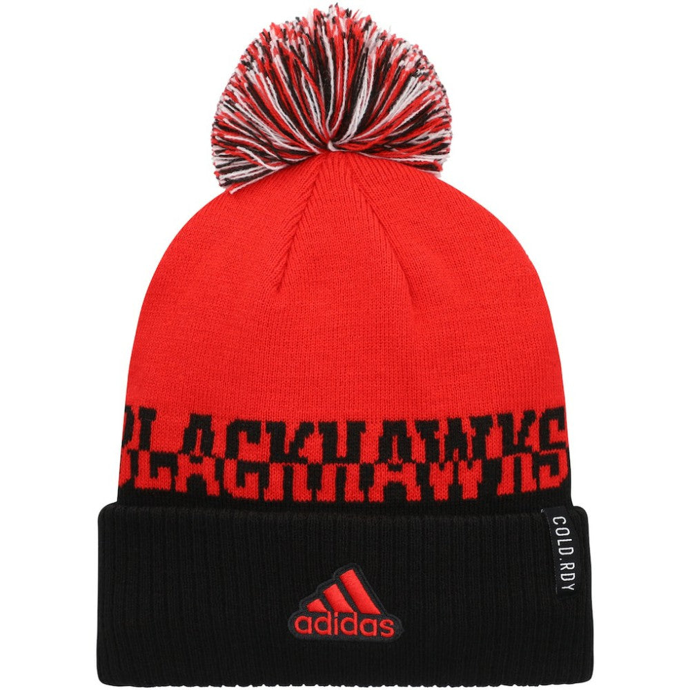 Chicago Blackhawks adidas COLD.RDY Cuffed Knit Hat with Pom - Red/Black | US 4360103