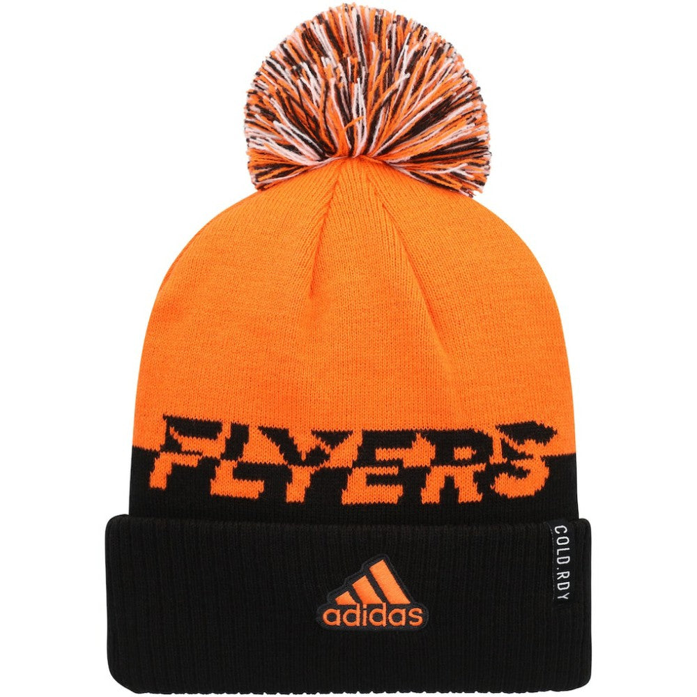 Philadelphia Flyers adidas COLD.RDY Cuffed Knit Hat with Pom - Orange/Black | US 4360111