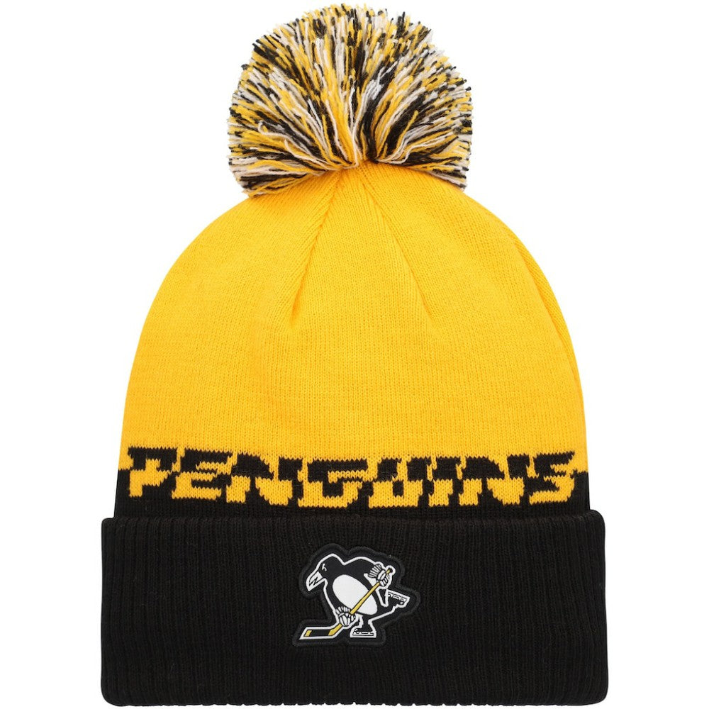 Pittsburgh Penguins adidas COLD.RDY Cuffed Knit Hat with Pom - Yellow/Black | US 4360122