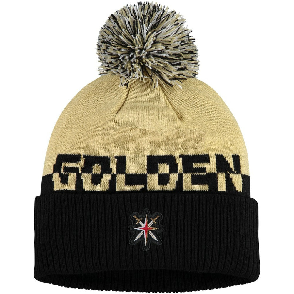 Vegas Golden Knights adidas COLD.RDY Cuffed Knit Hat with Pom - Gold/Black | US 4360126