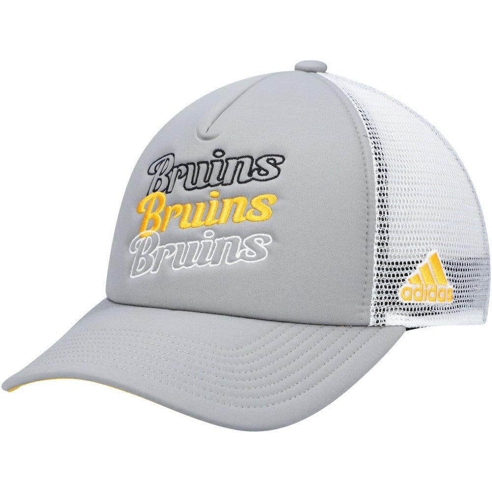 Boston Bruins adidas Women's Foam Trucker Snapback Hat - Gray/White | US 4360297