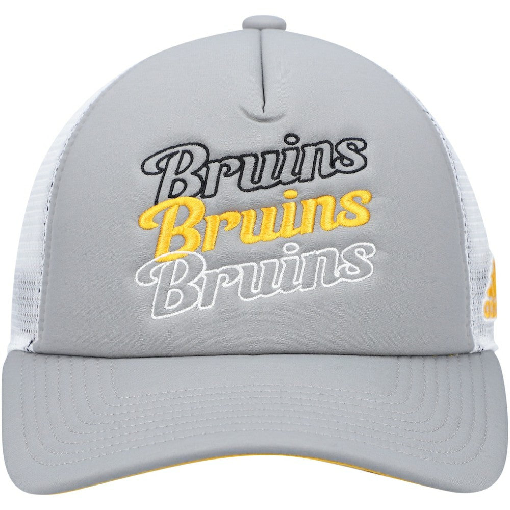 Boston Bruins adidas Women's Foam Trucker Snapback Hat - Gray/White | US 4360297