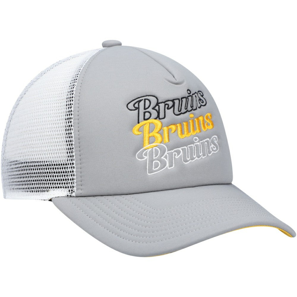 Boston Bruins adidas Women's Foam Trucker Snapback Hat - Gray/White | US 4360297