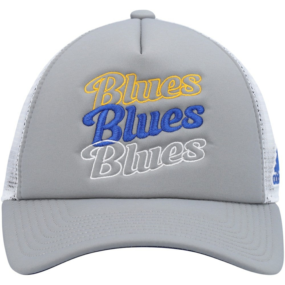 St. Louis Blues adidas Women's Foam Trucker Snapback Hat - Gray/White | US 4360315