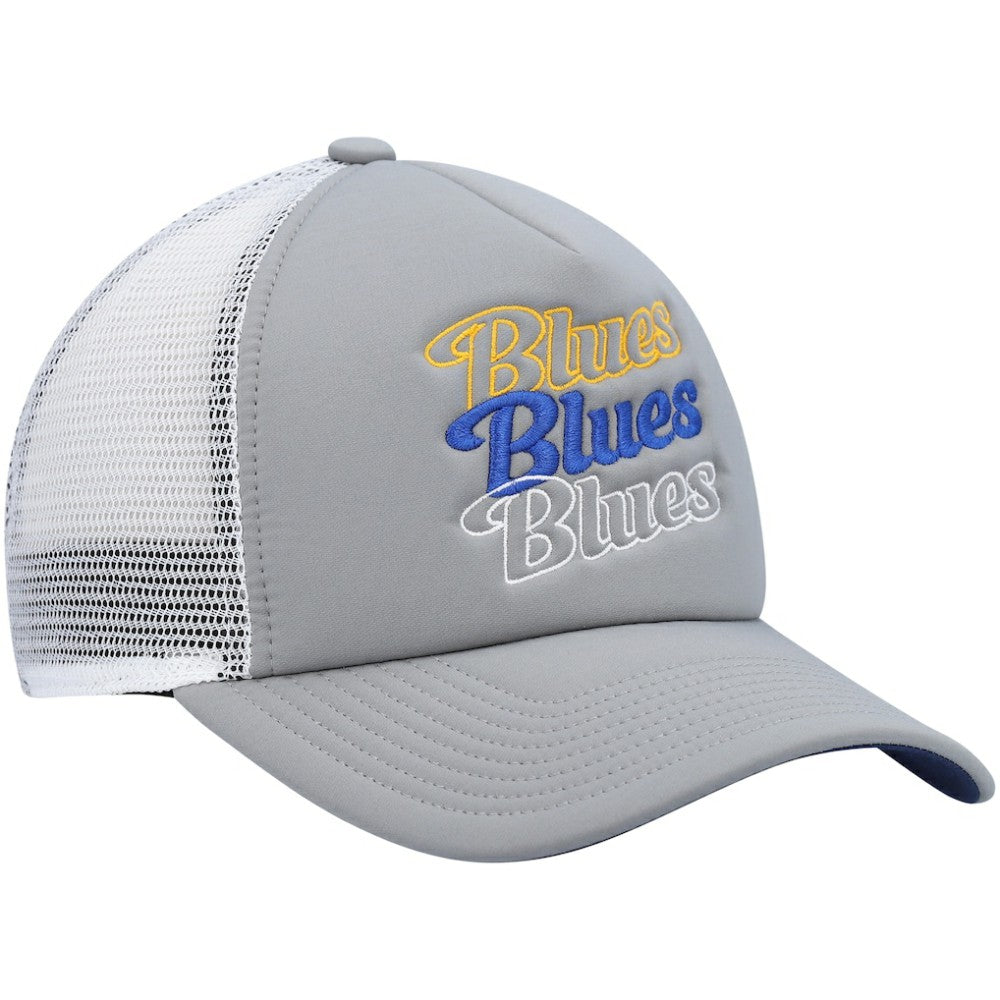 St. Louis Blues adidas Women's Foam Trucker Snapback Hat - Gray/White | US 4360315