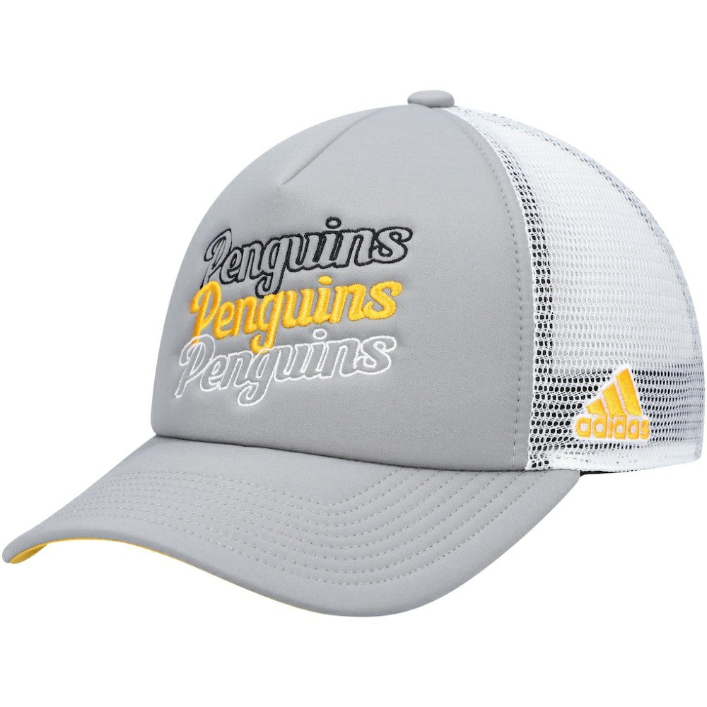 Pittsburgh Penguins adidas Women's Foam Trucker Snapback Hat - Gray/White | US 4360316