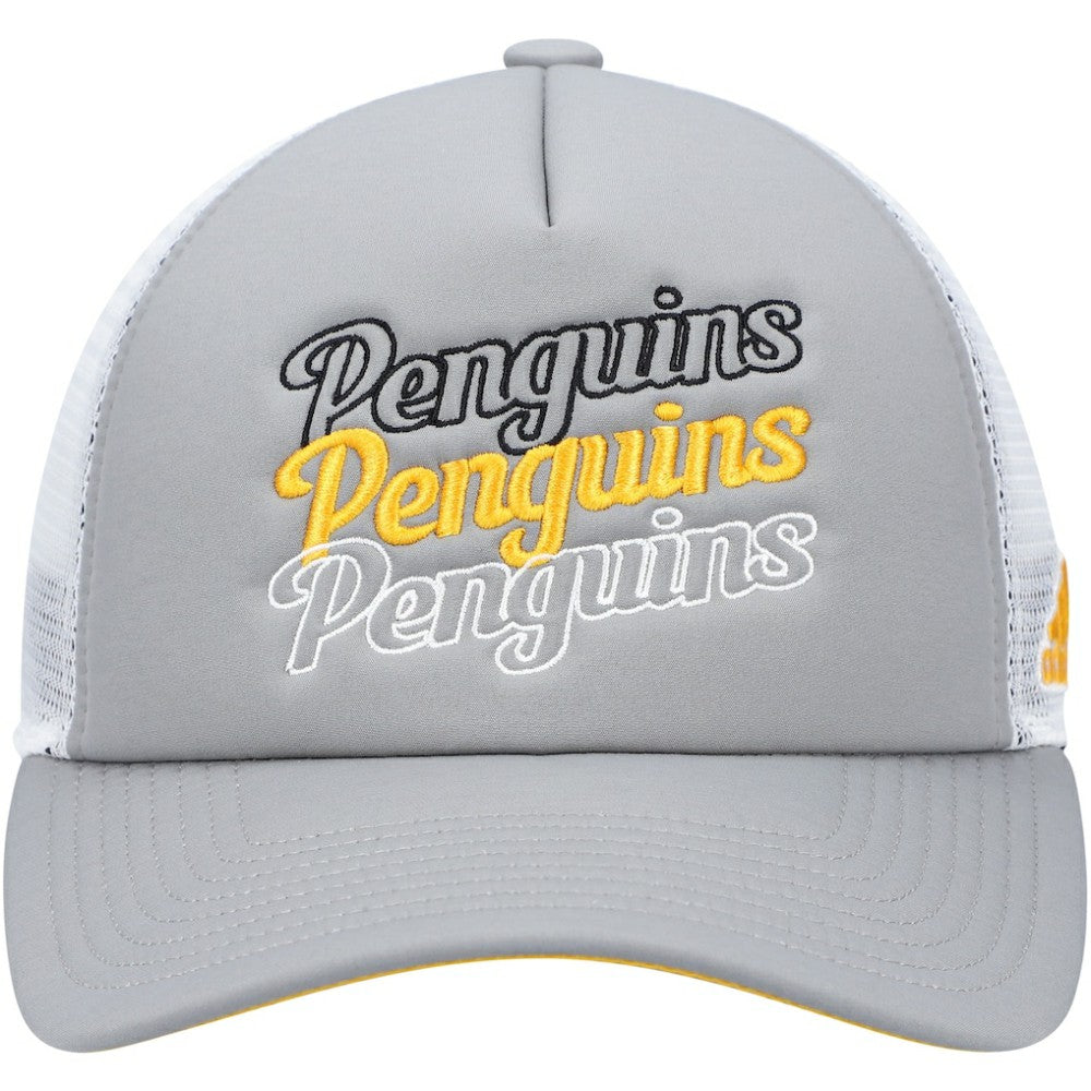 Pittsburgh Penguins adidas Women's Foam Trucker Snapback Hat - Gray/White | US 4360316