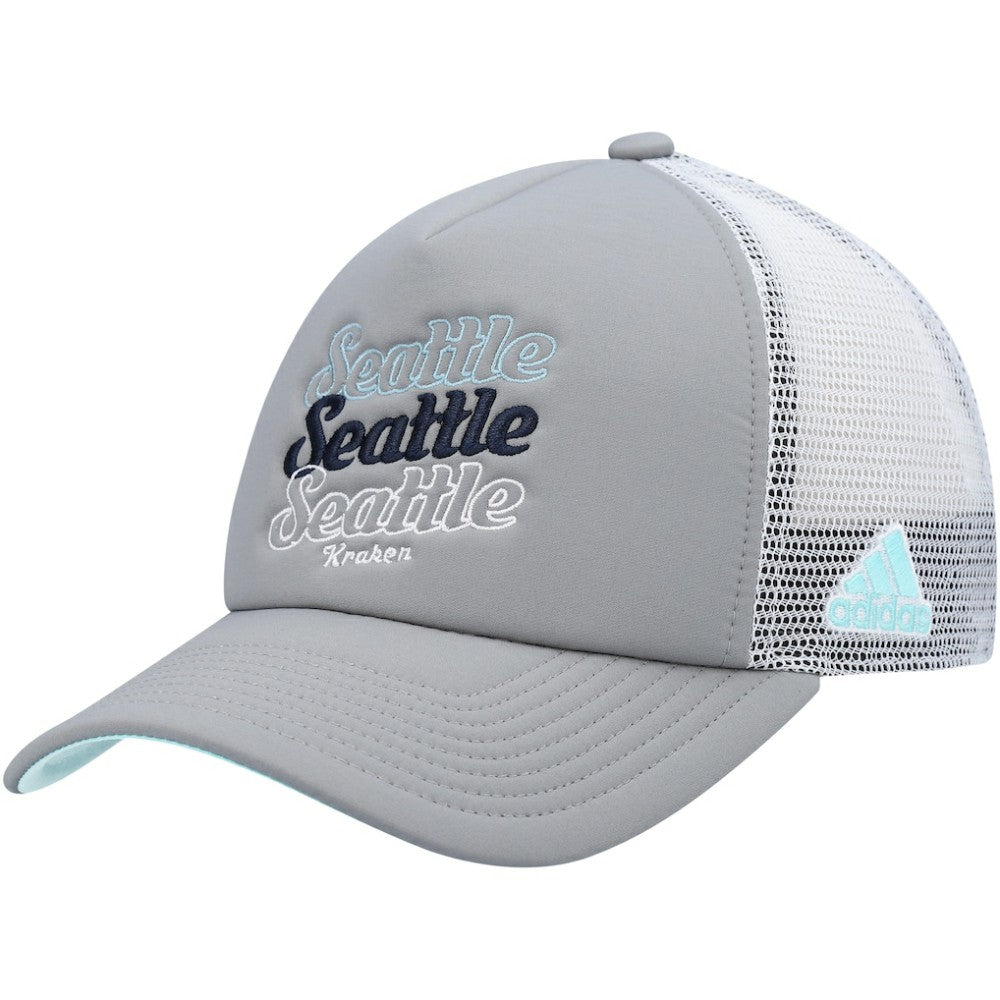 Seattle Kraken adidas Women's Foam Trucker Snapback Hat - Gray/White | US 4360323