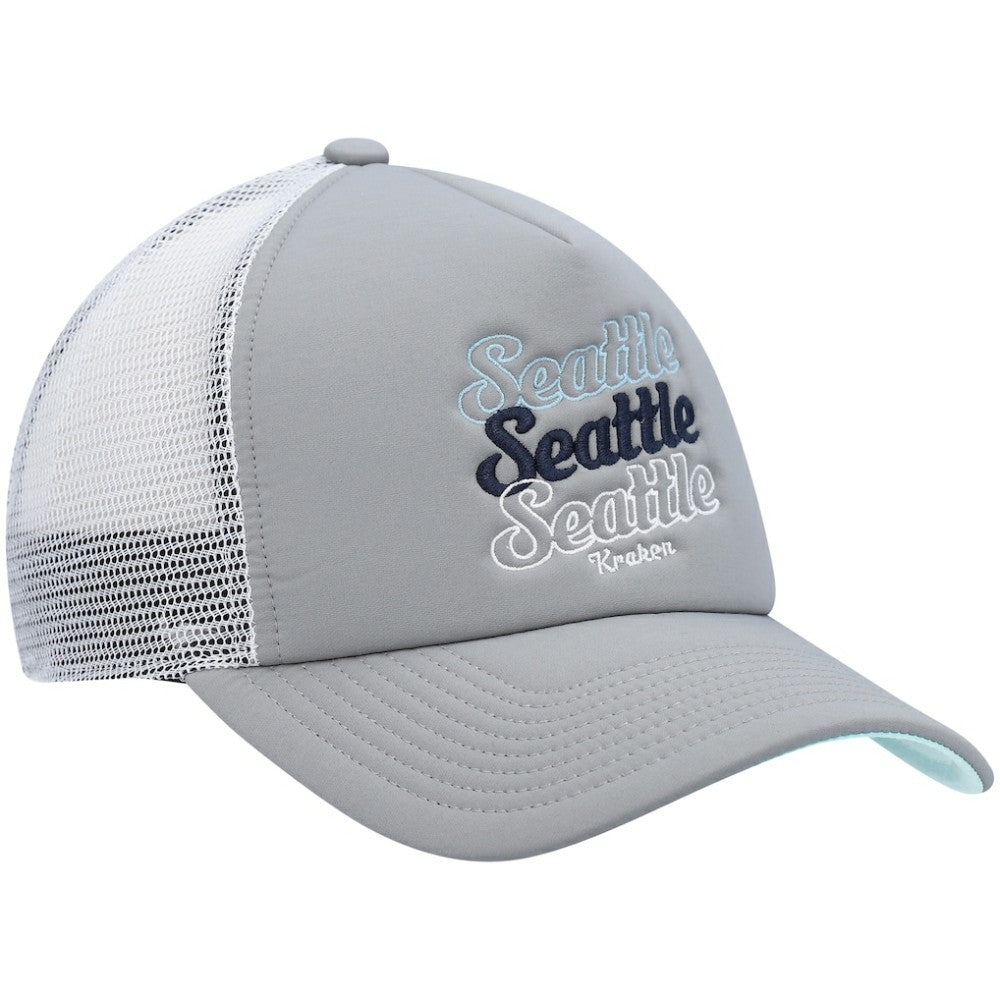 Seattle Kraken adidas Women's Foam Trucker Snapback Hat - Gray/White | US 4360323