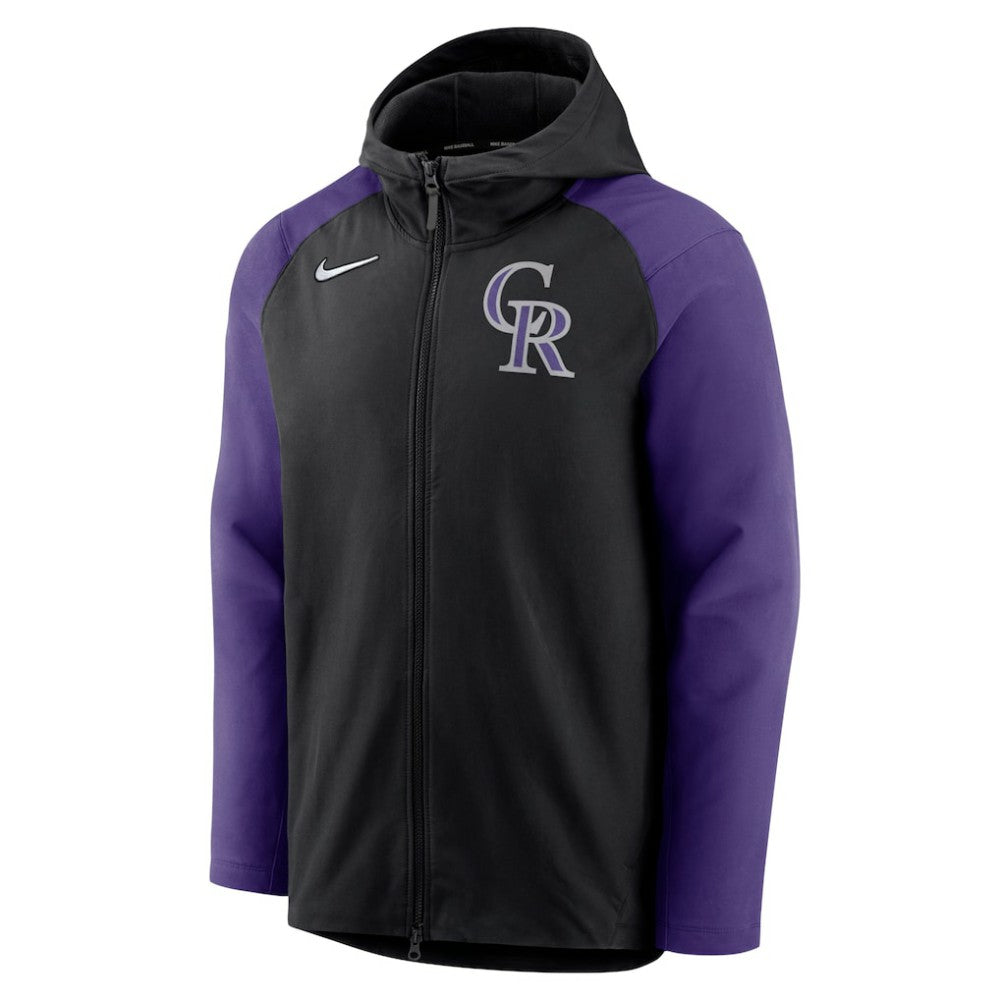 Colorado Rockies Nike Authentic Collection Performance Raglan Full-Zip Hoodie - Black/Purple Hoodies