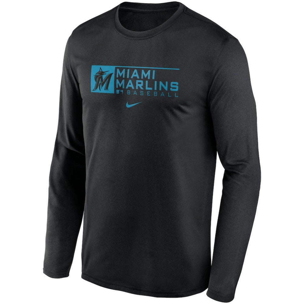 Miami Marlins Nike Authentic Collection Performance Long Sleeve T-Shirt - Black T-shirts