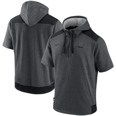 Athletics Nike Authentic Collection Dry Flux Performance Quarter-Zip Short Sleeve Hoodie - Heathered Charcoal/Black Hoodies