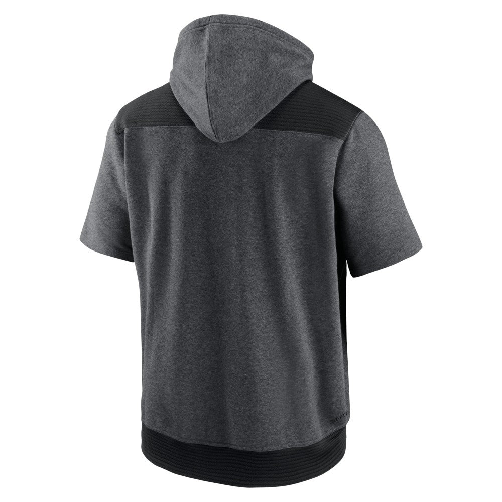 Miami Marlins Nike Authentic Collection Dry Flux Performance Quarter-Zip Short Sleeve Hoodie - Heathered Charcoal/Black Hoodies