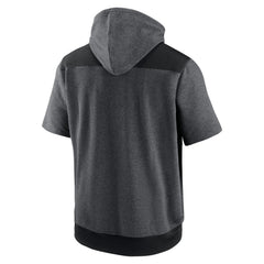 Miami Marlins Nike Authentic Collection Dry Flux Performance Quarter-Zip Short Sleeve Hoodie - Heathered Charcoal/Black Hoodies