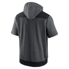 Minnesota Twins Nike Authentic Collection Dry Flux Performance Quarter-Zip Short Sleeve Hoodie - Heathered Charcoal/Black Hoodies