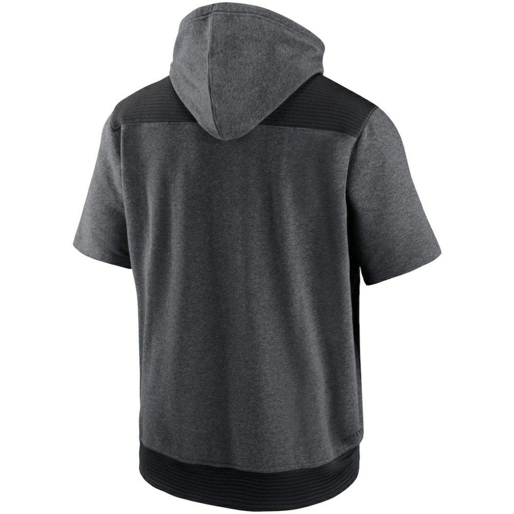 Milwaukee Brewers Nike Authentic Collection Dry Flux Performance Quarter-Zip Short Sleeve Hoodie - Heathered Charcoal/Black Hoodies