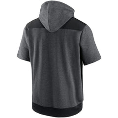 Milwaukee Brewers Nike Authentic Collection Dry Flux Performance Quarter-Zip Short Sleeve Hoodie - Heathered Charcoal/Black Hoodies