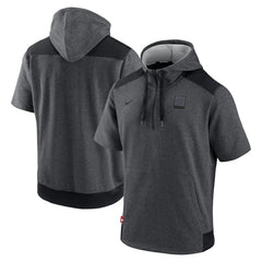 Washington Nationals Nike Authentic Collection Dry Flux Performance Quarter-Zip Short Sleeve Hoodie - Heathered Charcoal/Black Hoodies