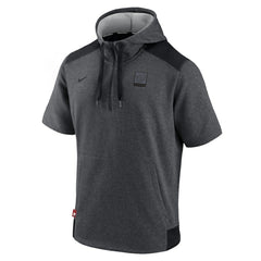 Washington Nationals Nike Authentic Collection Dry Flux Performance Quarter-Zip Short Sleeve Hoodie - Heathered Charcoal/Black Hoodies