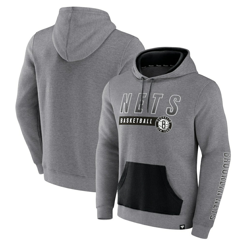 Brooklyn Nets Off The Bench Color Block Pullover Hoodie Heathered Gray - Fanatics