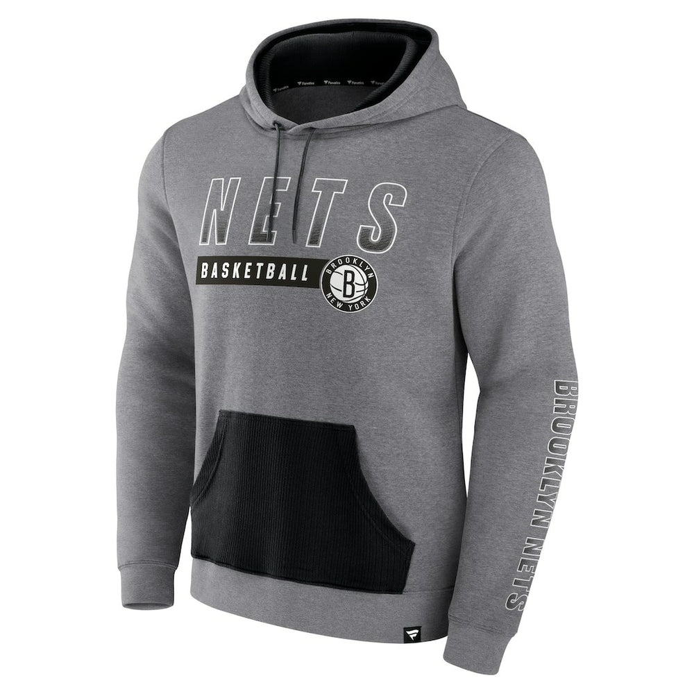 Brooklyn Nets Off The Bench Color Block Pullover Hoodie Heathered Gray - Fanatics