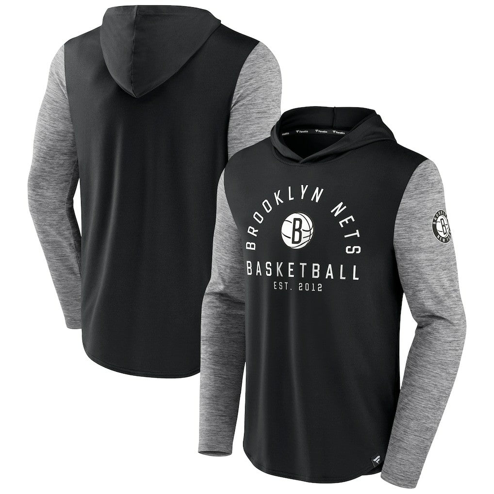 Brooklyn Nets Deep Rotation Performance Pullover Hoodie Black/Heathered Charcoal - Fanatics