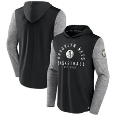 Brooklyn Nets Deep Rotation Performance Pullover Hoodie Black/Heathered Charcoal - Fanatics