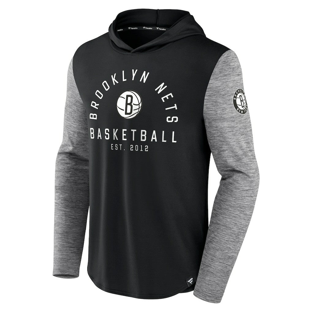 Brooklyn Nets Deep Rotation Performance Pullover Hoodie Black/Heathered Charcoal - Fanatics