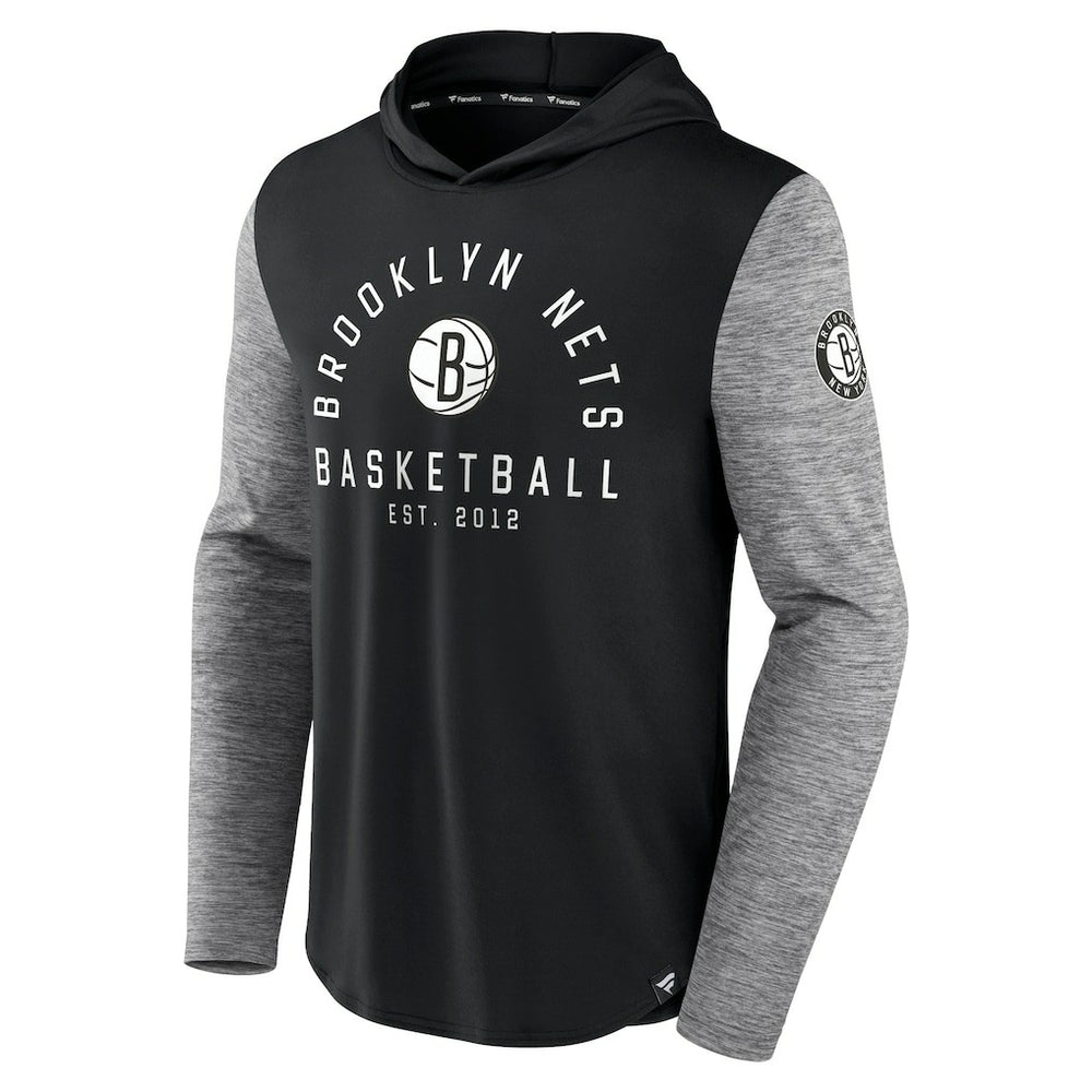 Brooklyn Nets Deep Rotation Performance Pullover Hoodie Black/Heathered Charcoal - Fanatics