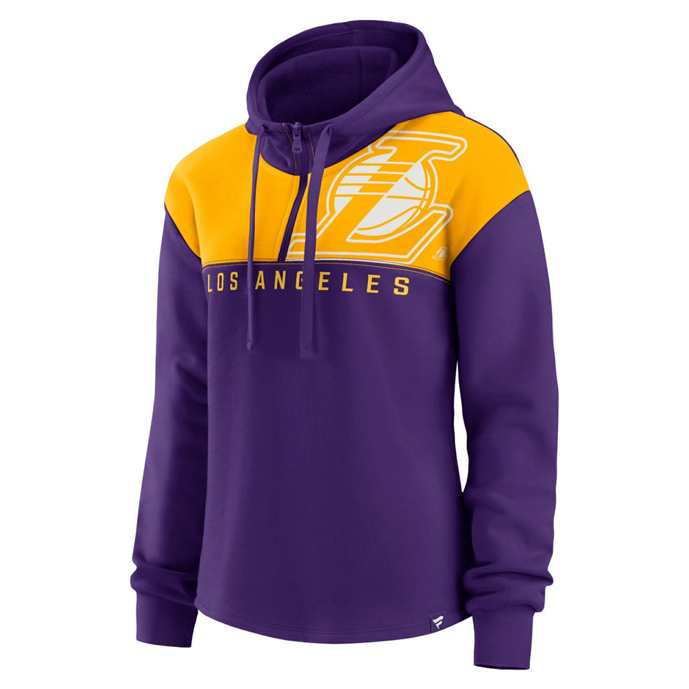 Los Angeles Lakers Women's Overslide Quarter-Zip Fleece Hoodie Purple - Fanatics